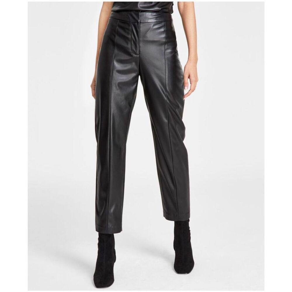 DKNY Womens Vegan Leather Straight Leg Casual Pants, NWT
